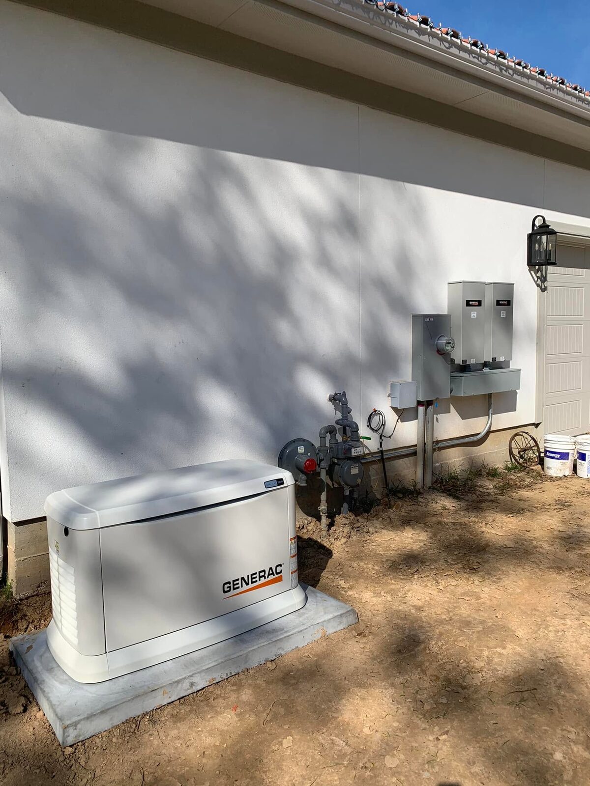 Completed Generac standby generator installation at a North Houston home